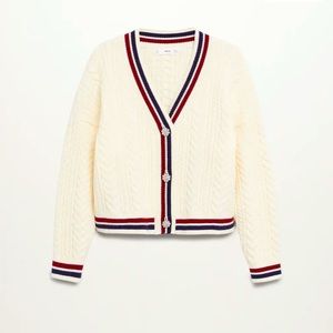 Mango jewel button cricket cardigan in white - S